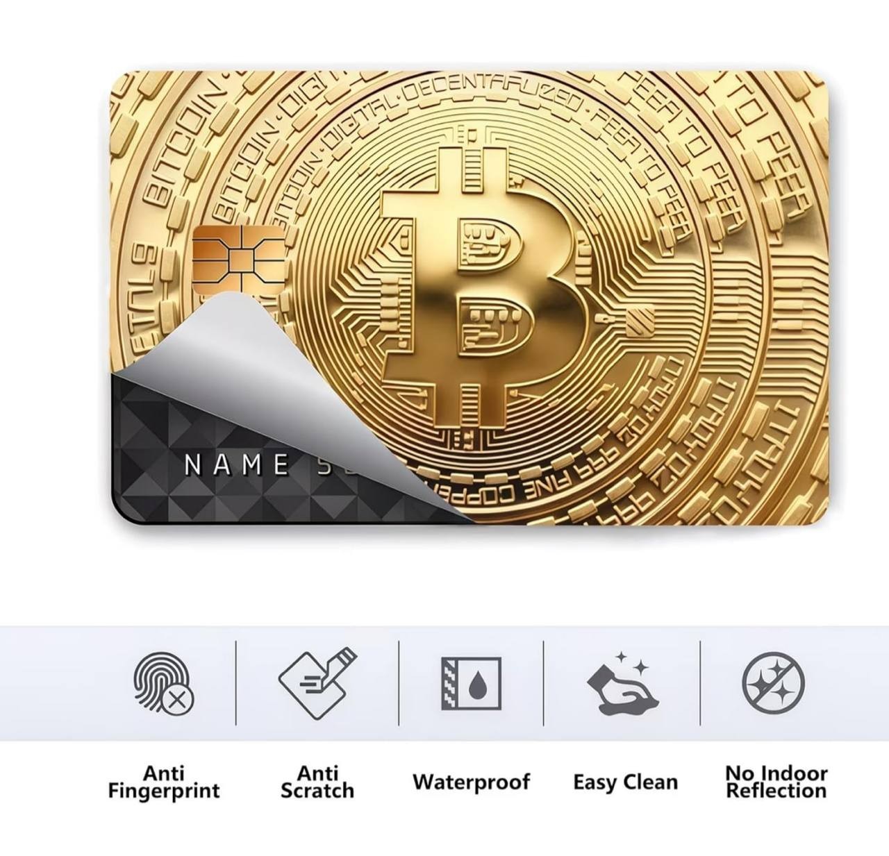 Bitcoin Crypto Debit Card Sticker Cover, Luxury Card Skin Decal Wrap for Credit Debit Cards, Waterproof Scratch Resistant Vinyl Card Cover for Wallet ATM Bank Cards..
